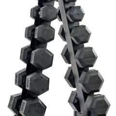 Hex Dumbbells 2.5kg-25kg + Rack