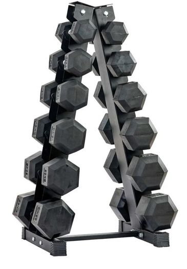 Hex Dumbbells 2.5kg-25kg + Rack