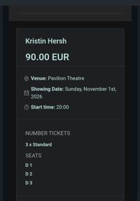 3 x Kristin Hersh tickets - Sunday, November 1st, 2026 - Pavilion Theatre