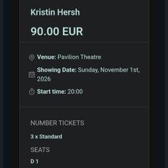 3 x Kristin Hersh tickets - Sunday, November 1st, 2026 - Pavilion Theatre
