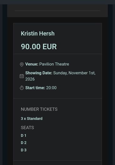 3 x Kristin Hersh tickets - Sunday, November 1st, 2026 - Pavilion Theatre