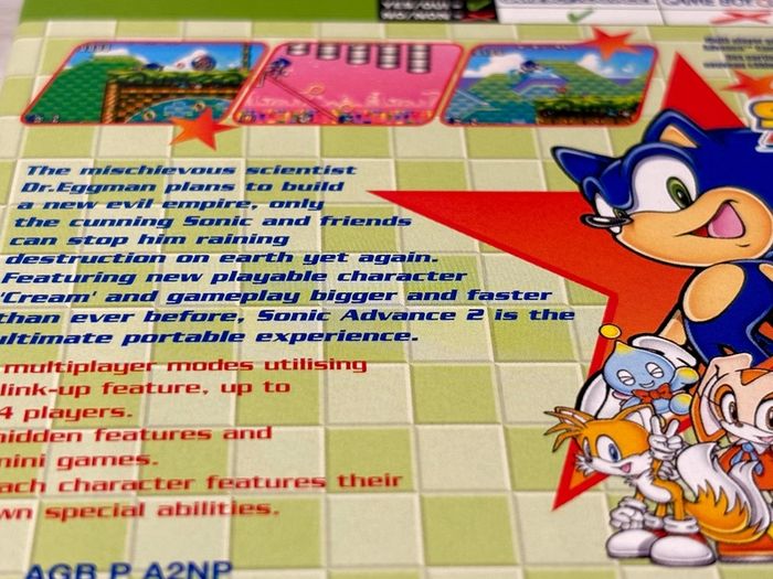 Sonic Advance 2 for Game Boy Advance Boxed & Minty
