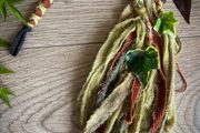 Fantasy Woodland Forest  Hairwrap Dreadwrap with a Ivy Leaf Plant and Trinkets Cosplay