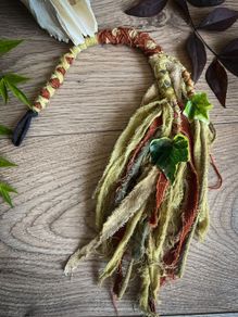 Fantasy Woodland Forest  Hairwrap Dreadwrap with a Ivy Leaf Plant and Trinkets Cosplay