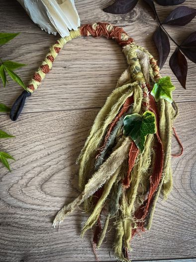 Fantasy Woodland Forest  Hairwrap Dreadwrap with a Ivy Leaf Plant and Trinkets Cosplay