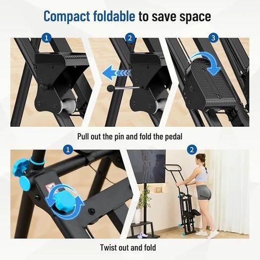 Stair Stepper with 6 Resistances Foldable Stairmaster Machine for Home Gym Workout, 160kg Load-Bearing Capacity Cardio Stair Climber with Low Noise