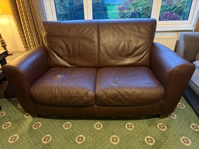 Natuzzi full grain leather 2 seater sofa
