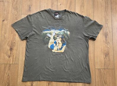 Harley Davidson Military Pin Up Girl Men's T-Shirt Size 2XL  Xxl
