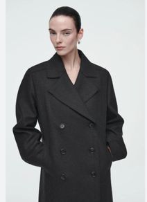 COS Longline Wool Peacoat Size 34 Dark Grey RRP290