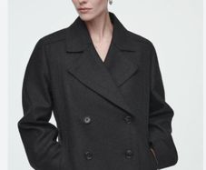 COS Longline Wool Peacoat Size 34 Dark Grey RRP290