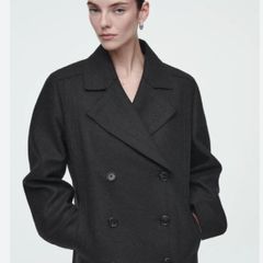 COS Longline Wool Peacoat Size 34 Dark Grey RRP290