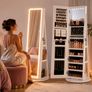 Full Length Mirror Jewellery Cabinet with LED Lights  Lockable Storage Organiser Image 2