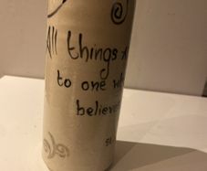 Fabulous ceramic vase with message from St Bernard of Clairveux .