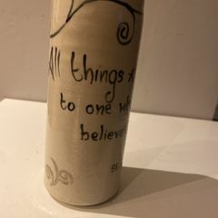Fabulous ceramic vase with message from St Bernard of Clairveux .