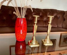 Pair Gun Barrel Deco Era Brass Candlesticks Early 20th Century