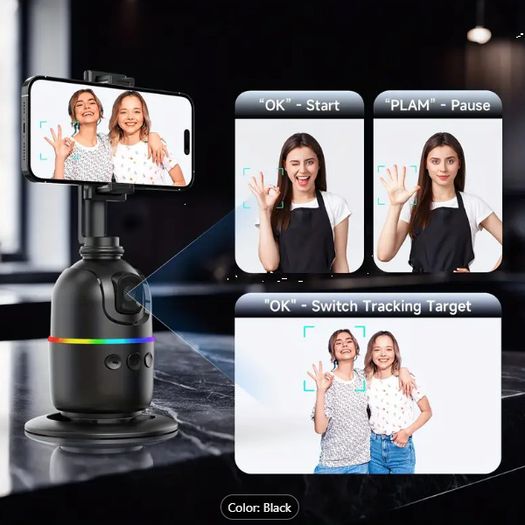 P03 Facial Tracking Tripod - 360 Rotating with Anti-Shake Mount Smartphone Holder