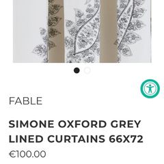 Fable Simone Oxford Grey Lined Curtains measuring 66x72.