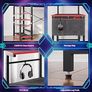 113CM Reversible Corner Gaming Desk with RGB LED Lights, Black Carbon Fibre Surface, Storage Shelves, Side Pocket & Hooks, Compact Computer Desk for Small Spaces & Home Office Image 6