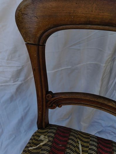 pair of Victorian dining chairs needing restoration