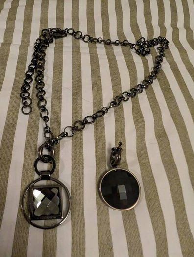 Dyrberg/Kern Gunmetal Necklace with Faceted Pendants