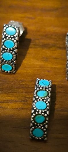 Silver  set with turquoise, Hallmarked