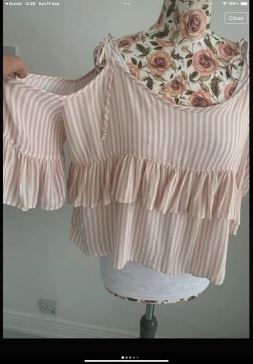 top American eagle a size large cold shoulder effect with frilled detail stripe