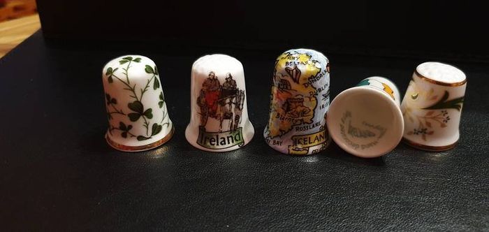 Collection of Bone China Irish Themed Thimbles