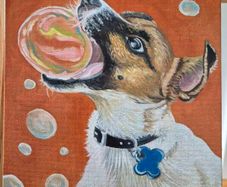 A bubbly Jack Russell - oil painting
