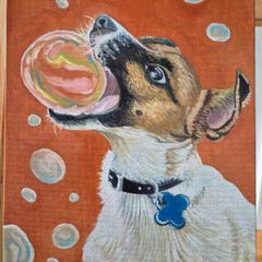 A bubbly Jack Russell - oil painting