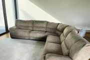 Beige manual recliner corner sofa set