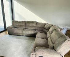 Beige manual recliner corner sofa set