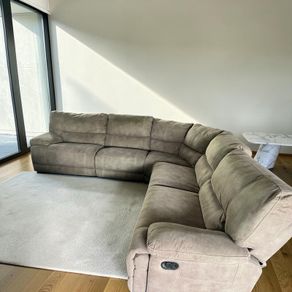 Beige manual recliner corner sofa set