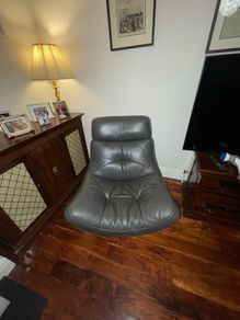 Grey Leather Swivel Chair