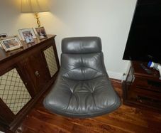 Grey Leather Swivel Chair