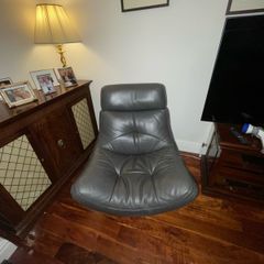 Grey Leather Swivel Chair