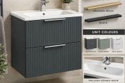 Avara  fluted 500 wall hung comes in multiple colours Anthracite/Sage green/matt whit