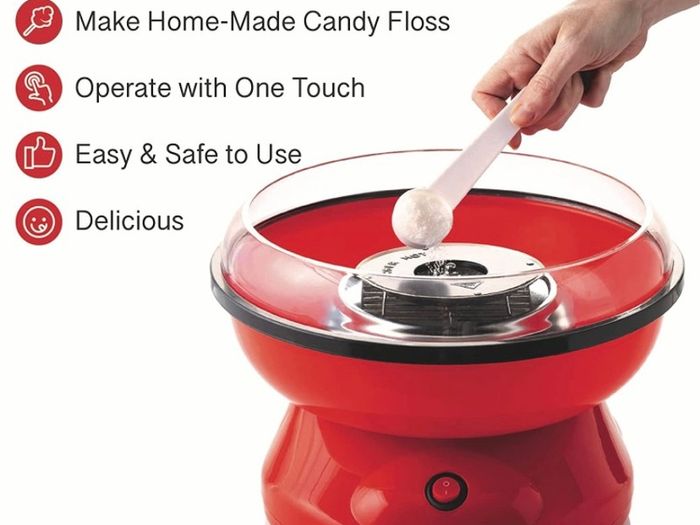 Cotton Candy Floss Maker| 500W Red Colour | Candy Floss Retro Style Machine| Non Stick Bowl for Birthdays Parties Celebrations| Quick and Simple to Use (FREE POSTAGE)