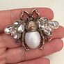 Honey Bee Ivory Pearl Crystal Brooch Pin Image 6