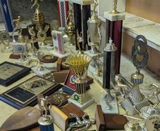 FREE ITEMS sports trophies rock lamp fibre optic lamp steel box 2 Suitcases grooming kit microphone Waterford Glass Euro converter joy stick and Bachelors boxes