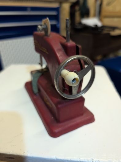 Vintage 1950s Vulcan Minor Childs Toy Sewing Machine Maroon Enamel