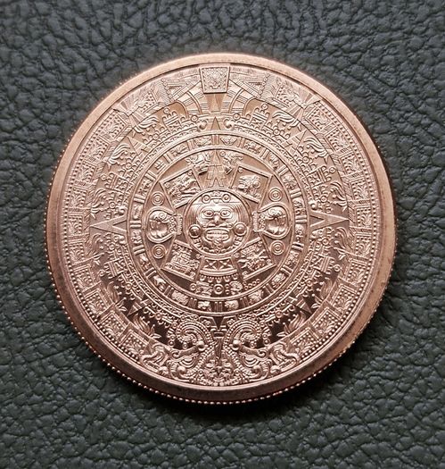 1 oz Copper .999 Fine Round - Aztec Calendar