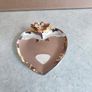 Silver harte shaped Pearl and Jewelry tray or plate with tow gold sowan. Image 6