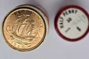 GB 1967 Half Penny Tube Roll 50 Red Uncirculated Lustrous Coins