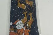 Black Christmas Tie With Santa and 7 Reindeer. New in packaging.