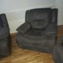 2 seater reclining couch and 2 chairs, Grey Material Image 2