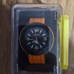 HEAD Unisex Analogue Quartz Watch with Silicone Strap H160101, black/orange, Strap.
