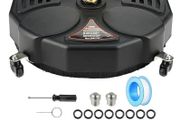 18 Inch Surface Cleaner for Pressure Washer with 4 Wheels, Driveway Power Washer Attachment with 2 Extension Wands and 2 Replacement Nozzles, 3600 PSI, Black