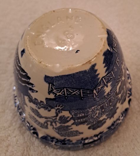 Antique blue and white willow pattern