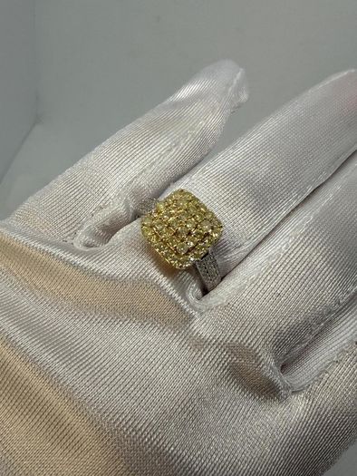 Gold SGL Certified - Natural Yellow Diamond & White Diamond Ring in 9K Yellow & White Gold 1.00 Ct.