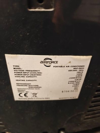 Air Force 12000BTU Portable Air Conditioner / Heater / Dehumidifier / Fan